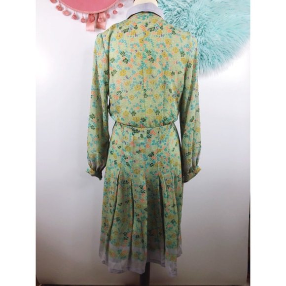 🍀 Vtg Spring Pleated Secretary Dress - Picture 4 of 9